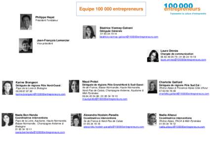 Equipeentrepreneurs Philippe Hayat Président Fondateur Béatrice Viannay-Galvani Déléguée Générale