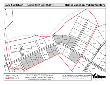 Lots Available*  Haines Junction, Yukon Territory Last Updated: June 18, 2014