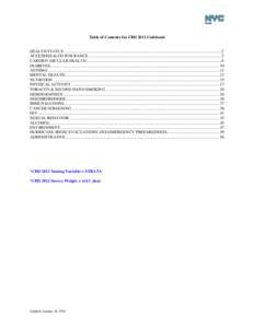 Table of Contents for CHS 2012 Codebook  HEALTH STATUS .......................................................................................................................................................2 ACCESS/HEALT