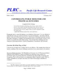 PLRC  Pacific Life Research Center .ORG