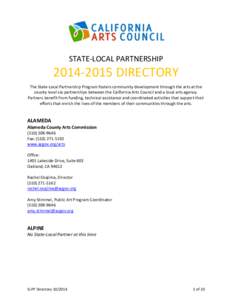 Mariposa County Arts Council / Arts council / Alameda County Arts Commission / Modoc County Arts Council