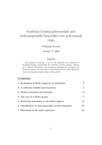 Kazhdan-Lusztig-polynomials and indecomposable bimodules over polynomial rings Wolfgang Soergel January 9, 2006 Abstract