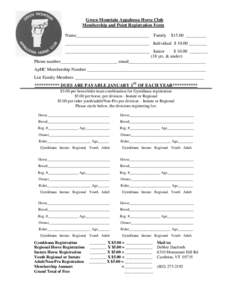 Green Mountain Appaloosa Horse Club Membership and Point Registration Form Name________________________________ Family $15.00 _________