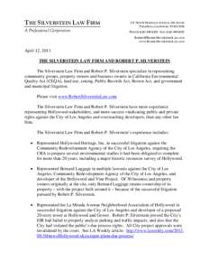 THE SILVERSTEIN LAW FIRM A Professional Corporation 215 NORTH MARENGO AVENUE, 3RD FLOOR PASADENA, CALIFORNIA[removed]PHONE: ([removed]FAX: ([removed]