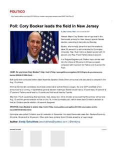 Poll: Cory Booker leads the field in New Jersey - Emily Schultheis - POLITICO.com