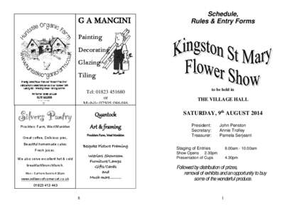 G A MANCINI  Schedule, Rules & Entry Forms  Painting