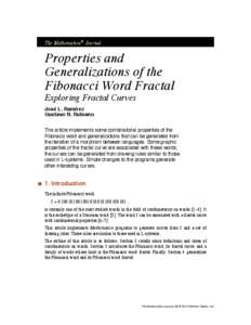 The Mathematica® Journal  Properties and Generalizations of the Fibonacci Word Fractal Exploring Fractal Curves