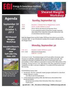 Sheared Margins Workshop Agenda September 30 and