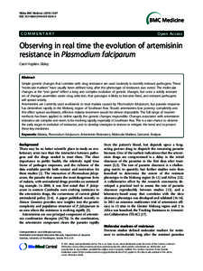 Observing in real time the evolution of artemisinin resistance in Plasmodium falciparum