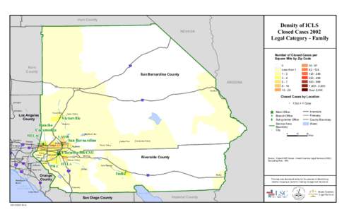 Inyo County  Density of ICLS Closed Cases 2002 Legal Category - Family