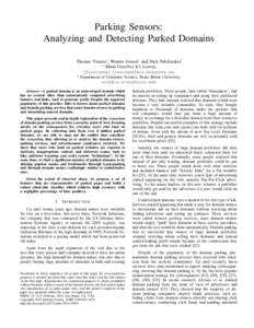 Parking Sensors: Analyzing and Detecting Parked Domains Thomas Vissers∗ , Wouter Joosen∗ and Nick Nikiforakis† ∗  iMinds-DistriNet, KU Leuven,