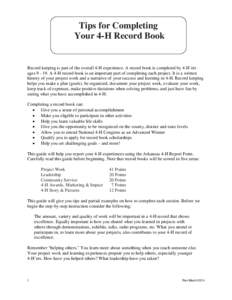How to Complete Your 4-H Record Book
