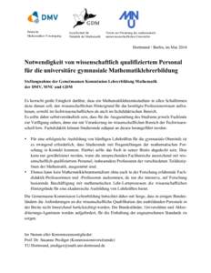 Deutsche Mathematiker-Vereinigung Gesellschaft für Didaktik der Mathematik