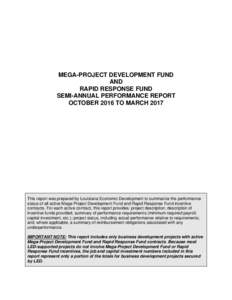 Microsoft Word - Semi-Annual Mega Fund and Rapid Response Fund Report Oct 2016 to Mar 2017 Final