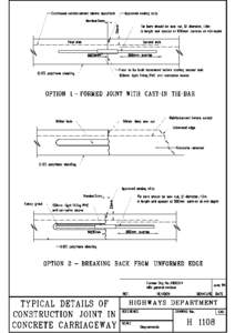 Typical Details of Construction Joint in Concrete Carriageway