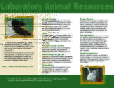 SERVICES  Laboratory Animal Resources Husbandry Services  Research Services