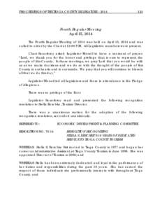 PROCEEDINGS OF THE TIOGA COUNTY LEGISLATURE[removed]Fourth Regular Meeting April 15, 2014