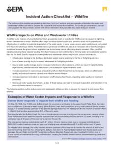 Natural hazards / Water industry / Monopoly / Emergency management / Wildfires / National Rural Water Association / Public utility / Water supply network / United States Environmental Protection Agency / Occupational safety and health / Management / Public safety