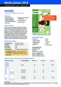 Media-Daten 2016 Anzeigentarif Nr. 2 vom 1. Januar 2016 comply.  Best Practice für Compliance und Sicherheit