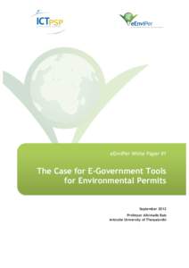 eEnviPer White Paper #1  The Case for E-Government Tools for Environmental Permits  September 2012