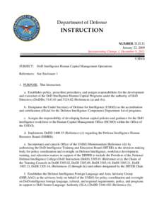 DoD Instruction[removed], January 22, 2009; Incorporating Change 1, December 9, 2011