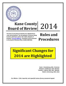 Kane County Board of Review Rules and Procedures for[removed]revised)