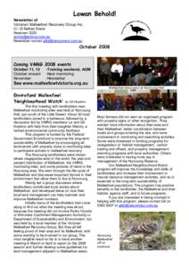 Lowan Behold! Newsletter of Victorian Malleefowl Recovery Group Inc. C/- 25 Belfast Street Newtown[removed]removed]