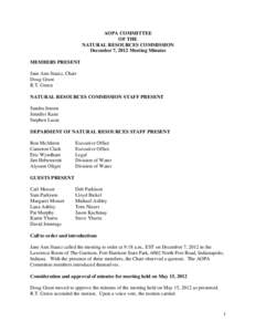 AOPA COMMITTEE OF THE NATURAL RESOURCES COMMISSION December 7, 2012 Meeting Minutes MEMBERS PRESENT Jane Ann Stautz, Chair