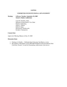 September 20-21, 2005 BOT Agenda, Committee on Institutional Advancement