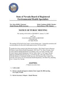 State of Nevada Board of Registered Environmental Health Specialists