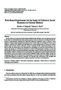 Topics in Cognitive Science–468 Copyright ! 2009 Cognitive Science Society, Inc. All rights reserved. ISSN: printonline DOI: j01030.x  Web-Based Experiments f