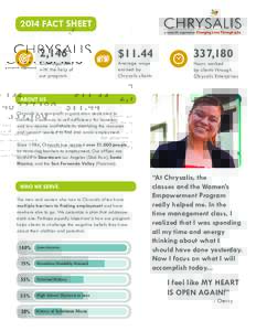 2014 FACT SHEET  2,146 Clients got jobs with the help of our program