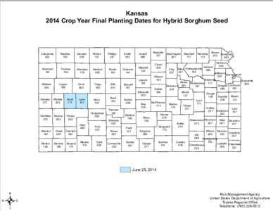 Kansas 2014 Crop Year Final Planting Dates for Hybrid Sorghum Seed Cheyenne 023