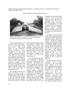 “Illinois-Michigan Canal Restoration Under Way.” American Canals, no. 8, Bulletin of the American Canal Society, (Feb. 1974): 1. Illinois-Michigan Canal Restoration Under Way steamboat basin in Peru-LaSalle to Joliet