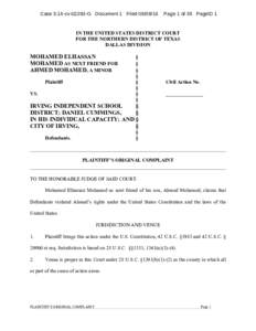 Case 3:16-cvG Document 1 FiledPage 1 of 35 PageID 1 IN THE UNITED STATES DISTRICT COURT FOR THE NORTHERN DISTRICT OF TEXAS