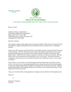 Endorsement letter by Gov. Gregoire