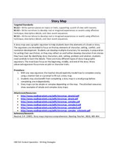 Story Map Targeted Standards: W.3.3 – Write opinion pieces on topics or texts, supporting a point of view with reasons. W.4.3 – Write narratives to develop real or imagined experiences or events using effective techn