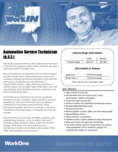 Automotive Service Technician (A.S.E.) Automotive service technicians, often called service technicians or service techs, diagnose, adjust, inspect, maintain, and repair automotive vehicles and light trucks. Most automot