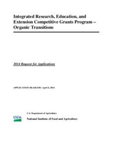 Integrated Research, Education, and Extension Competitive Grants Program – Organic Transitions 2014 Request for Applications