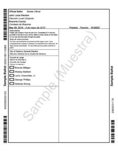 Official Ballot Boleta Oficial Joint Local Election Elección Local Conjunto Brazoria County