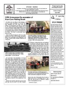 STEAM SCENE  Newsletter of the Steam Tram and Railway Preservation (Co-Op) Society Ltd. t/a Valley Heights Steam Tramway. Proudly associated with the NSW Rail Transport Museum ( Blue Mountains Division). Affiliated with 