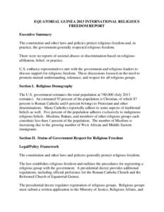 EQUATORIAL GUINEA 2013 International Religious Freedom Report