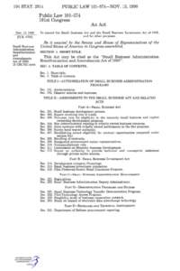 Small Business Administration / Politics of the United States / Law / United States federal banking legislation / Government / Community Reinvestment Act / America COMPETES Act / Government procurement in the United States / United States administrative law / United States Code