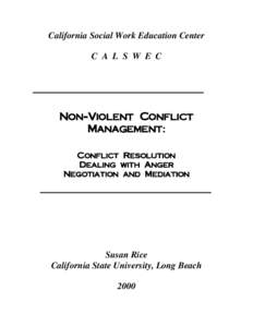 NON-VIOLENT CONFLICT MANAGEMENT