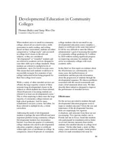 The White House Summit on Community Colleges Conference Papers-Developmental Education in Community (PDF)