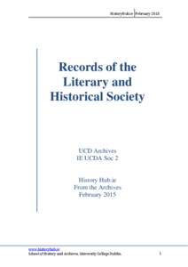 HistoryHub.ie FebruaryRecords of the Literary and Historical Society