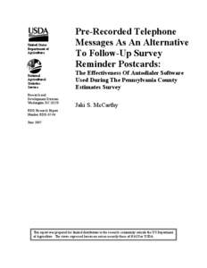 United States Department of Agriculture Pre-Recorded Telephone Messages As An Alternative