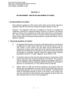 RULES AND/OR REGULATIONS SUN VALLEY GENERAL IMPROVEMENT DISTRICT DATE ISSUED: DECEMBER 09, 2014 LAST REVISED: OCTOBER 16, 1997  RULE NO. 11