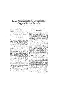 Some Considerations Concerning Orgasm in the Female JUDD MARMOR, M.D.