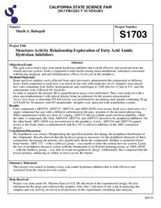 CALIFORNIA STATE SCIENCE FAIR 2013 PROJECT SUMMARY Name(s)  Masih A. Babagoli